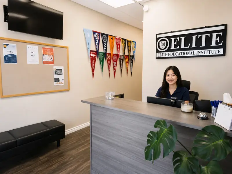 엘리트 프렙 Cerritos 지점의 프런트 데스크 모습.