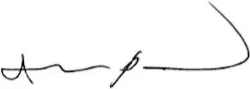 A handwritten signature in black ink, illegible cursive with a long sweeping stroke.