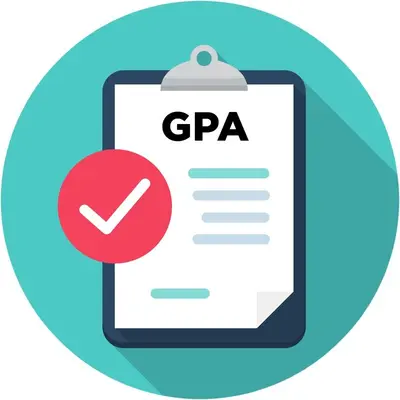 Clipboard holding a page labeled "GPA" with a red circle checkmark badge