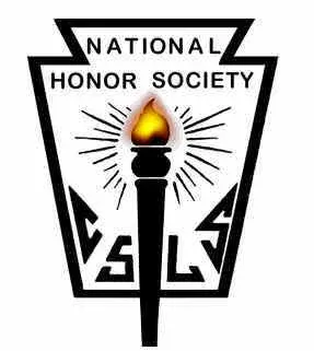 National Honor Society emblem: a flaming torch with rays inside a keystone shape over the letters C, S, L, S.