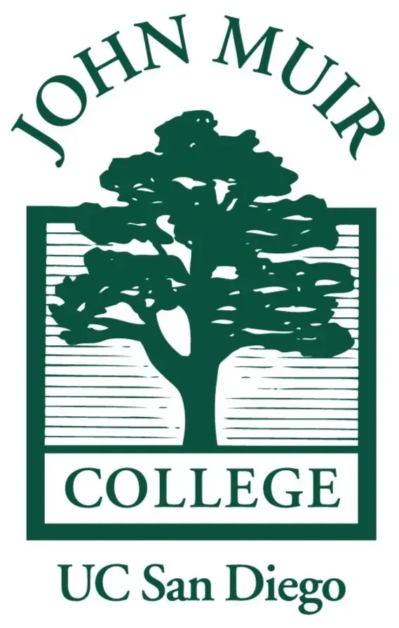 John Muir College UC San Diego logo with a green tree inside a square frame
