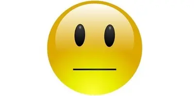 Yellow smiley face emoji with a flat, straight mouth showing an indifferent expression