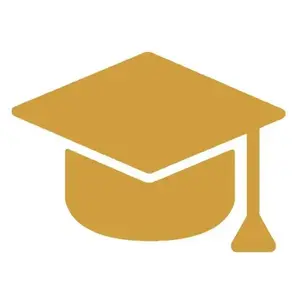 Gold graduation cap icon with tassel